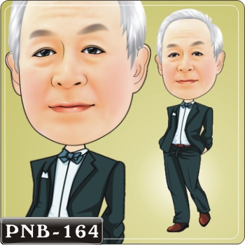 似顏繪畫 蝴蝶結晚宴服Q版畫 PNB-164